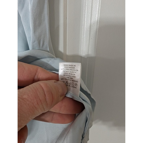 Quince Silk Short Sleeve Button Up Shirt Light Blue Women's Medium office career - Picture 5 of 8